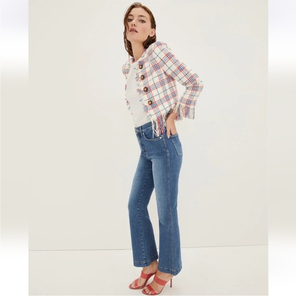 NWT Veronica Beard Carson Ankle Flare High Rise Jean in Tide Down Size 28 - Picture 3 of 9